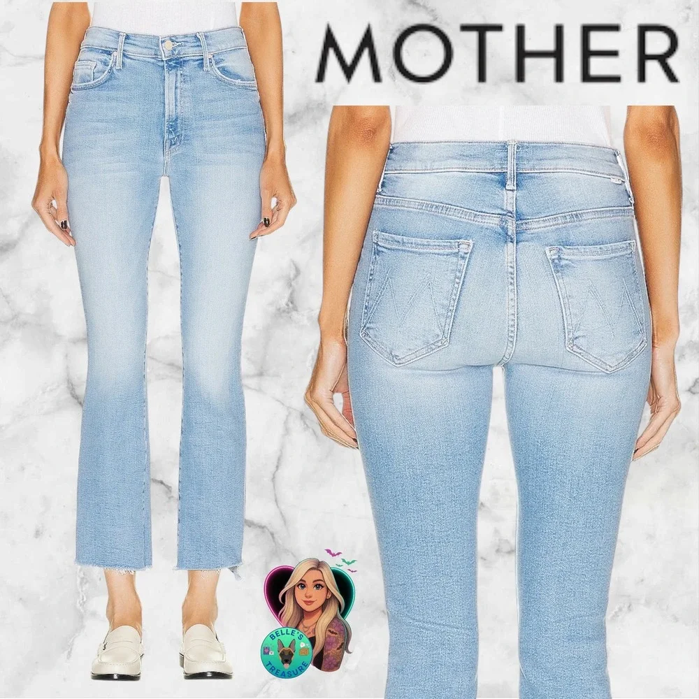 Mother Jeans Womens 32 The Runaway Step Fray California Cruiser Light Wash Flare
